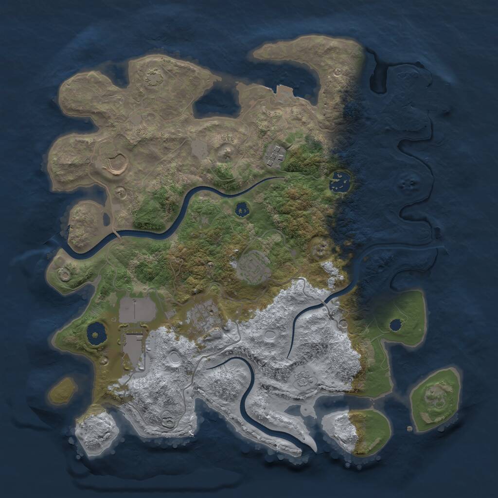 Rust Map: Procedural Map, Size: 3500, Seed: 1351248727, 11 Monuments