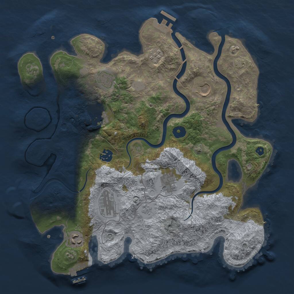 Rust Map: Procedural Map, Size: 3500, Seed: 70391594, 14 Monuments