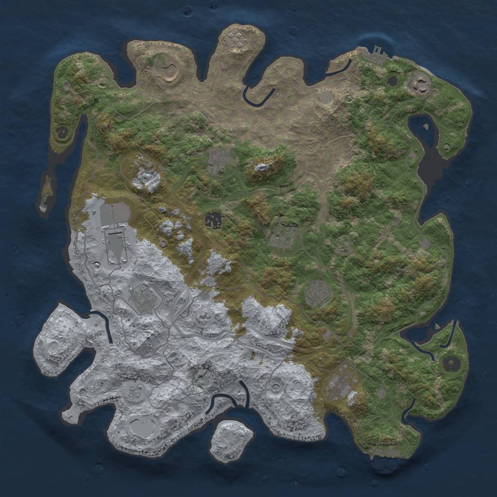 Rust Map: Procedural Map, Size: 4250, Seed: 413695408, 18 Monuments