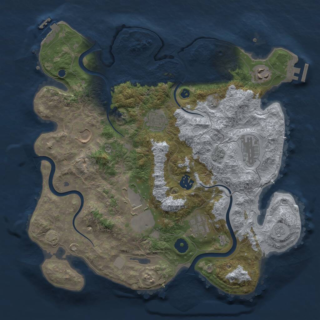 Rust Map: Procedural Map, Size: 3500, Seed: 59187303, 14 Monuments