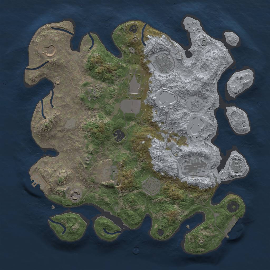 Rust Map: Procedural Map, Size: 3500, Seed: 1281797481, 17 Monuments