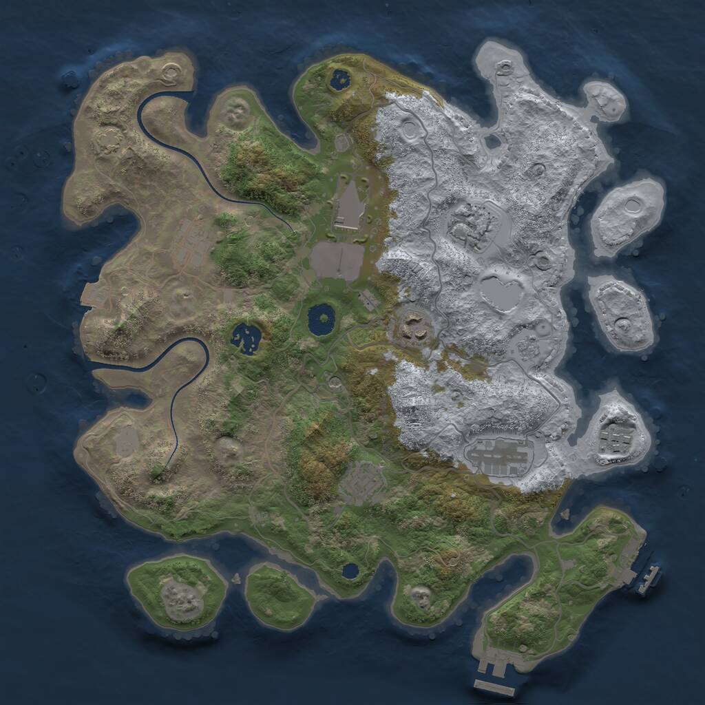 Rust Map: Procedural Map, Size: 3500, Seed: 1281797481, 14 Monuments