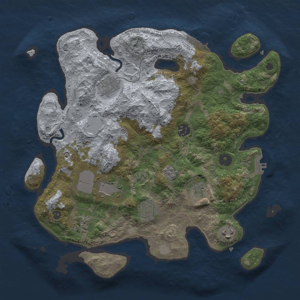Rust Map: Procedural Map, Size: 3500, Seed: 5492750, 17 Monuments