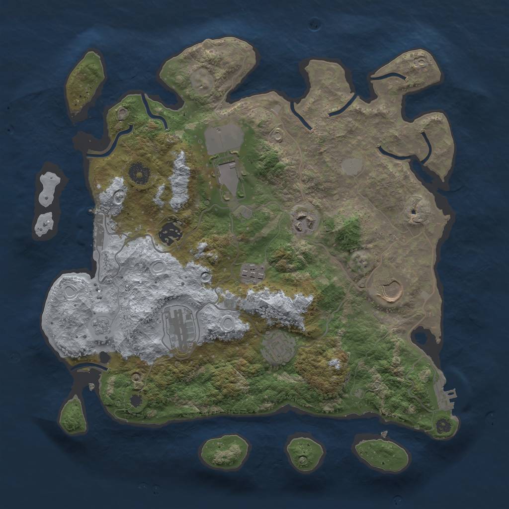 Rust Map: Procedural Map, Size: 3500, Seed: 1764743254, 15 Monuments