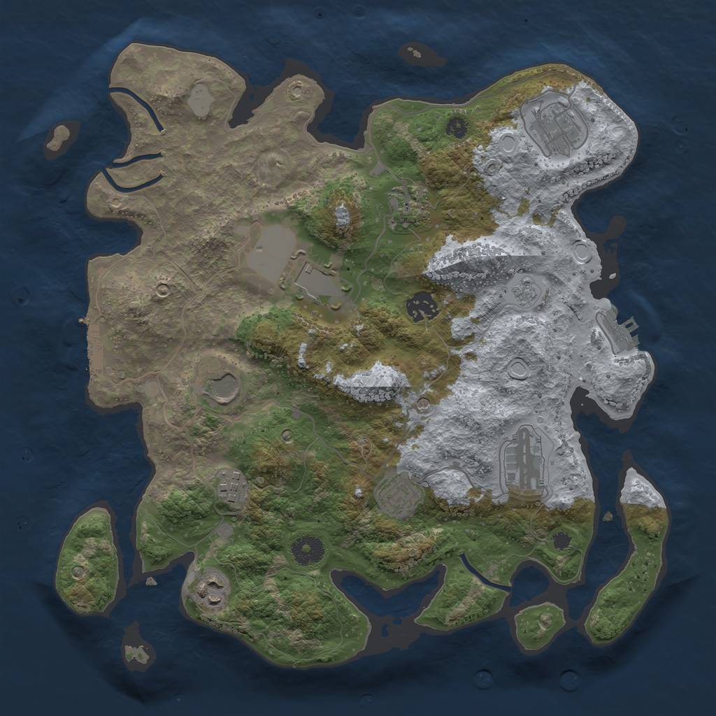 Rust Map: Procedural Map, Size: 3500, Seed: 902336874, 18 Monuments