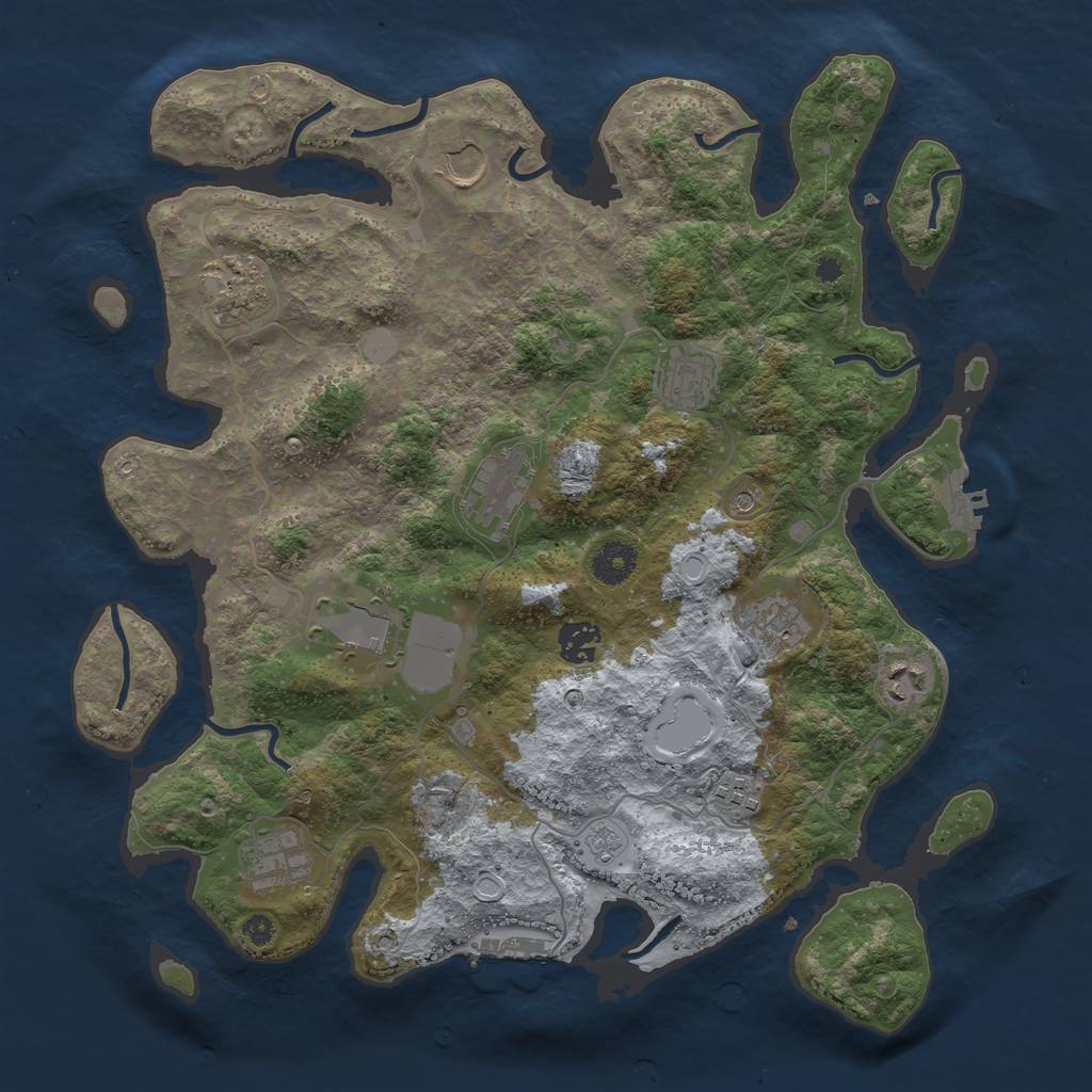 Rust Map: Procedural Map, Size: 3750, Seed: 845992178, 19 Monuments