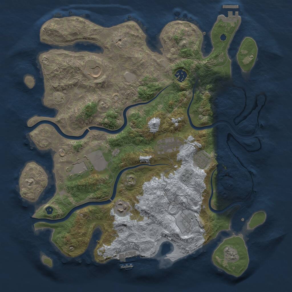 Rust Map: Procedural Map, Size: 3750, Seed: 845992178, 14 Monuments