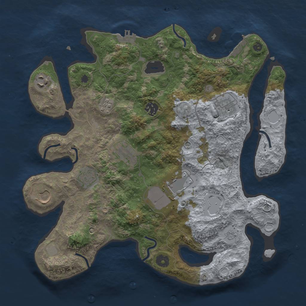 Rust Map: Procedural Map, Size: 3500, Seed: 93807056, 17 Monuments