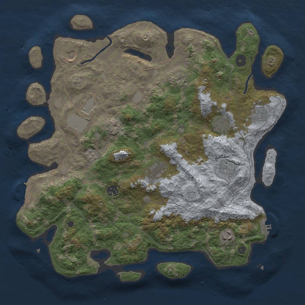 Rust Map: Procedural Map, Size: 4000, Seed: 976697863, 19 Monuments