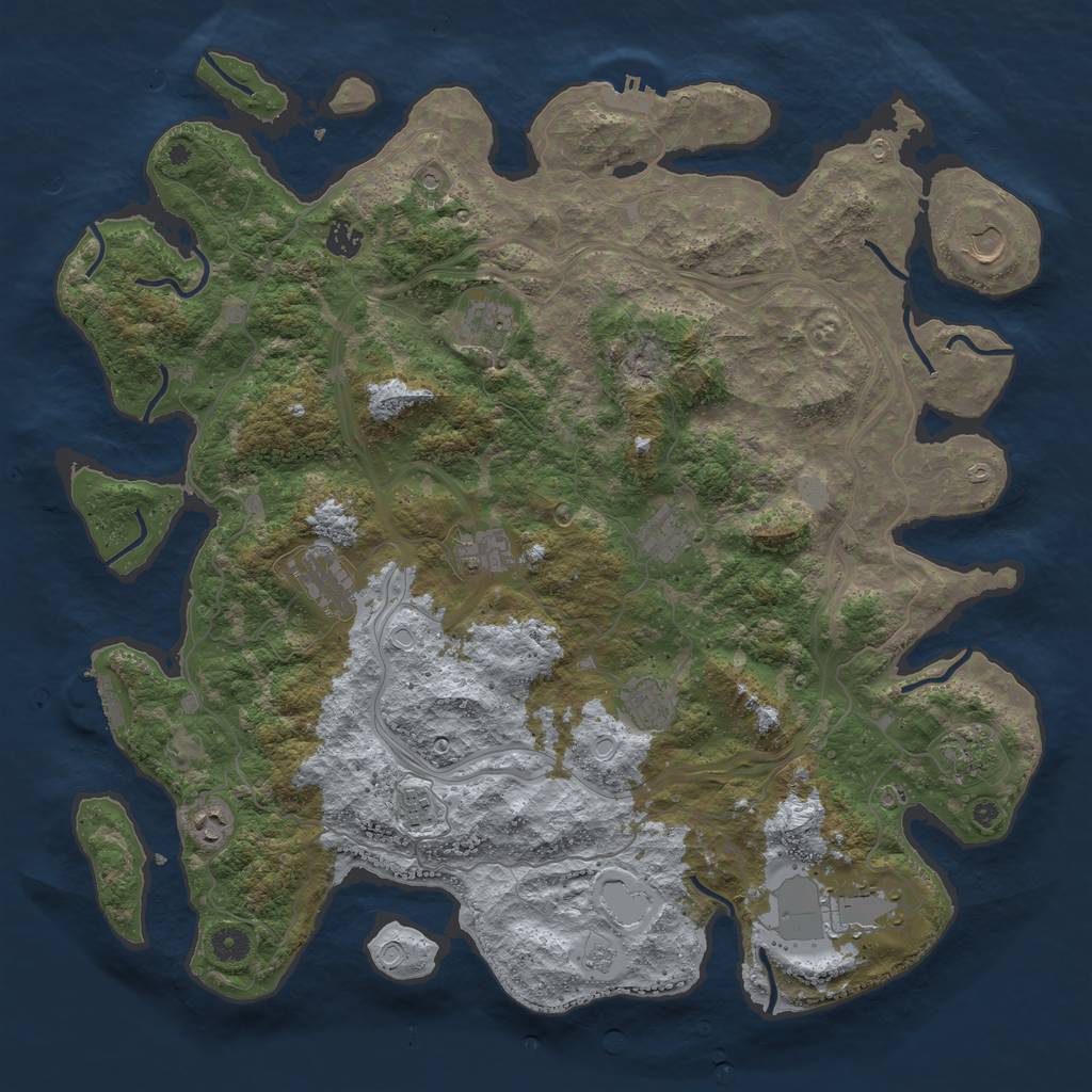 Rust Map: Procedural Map, Size: 4500, Seed: 1037959613, 20 Monuments