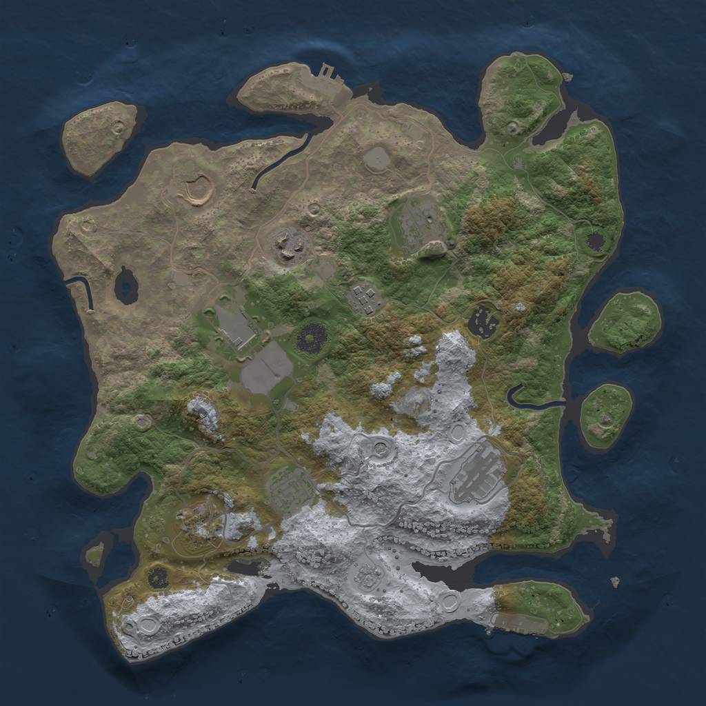 Rust Map: Procedural Map, Size: 3500, Seed: 1219061014, 18 Monuments