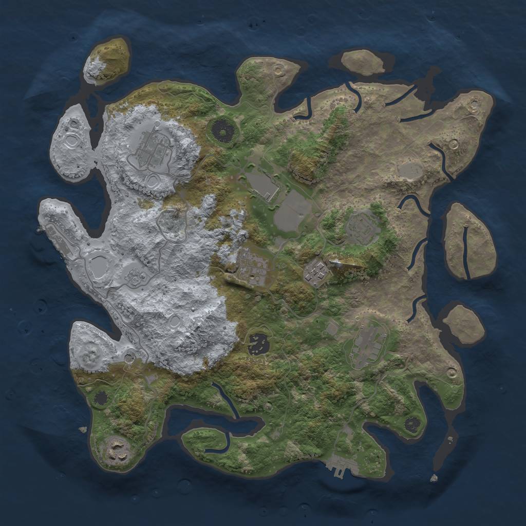 Rust Map: Procedural Map, Size: 3500, Seed: 48247423, 17 Monuments