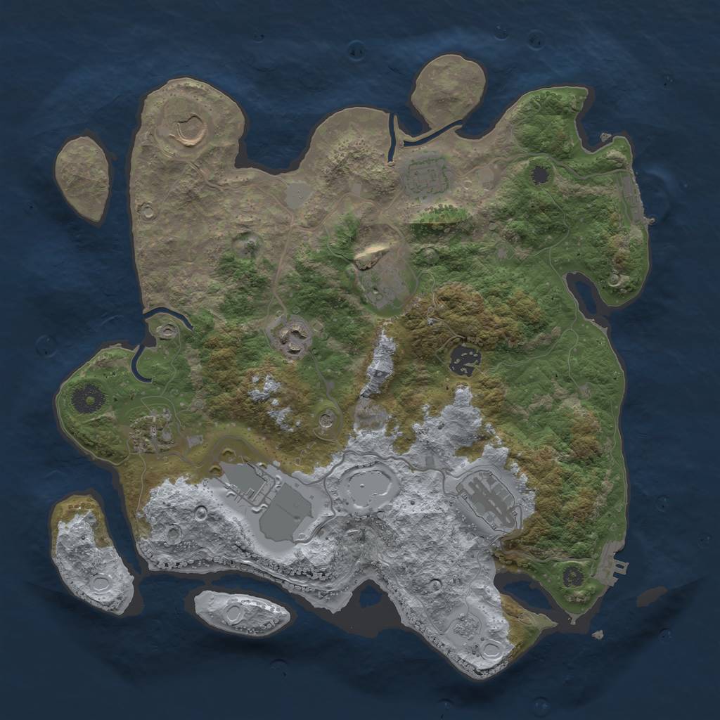 Rust Map: Procedural Map, Size: 3500, Seed: 3700, 17 Monuments