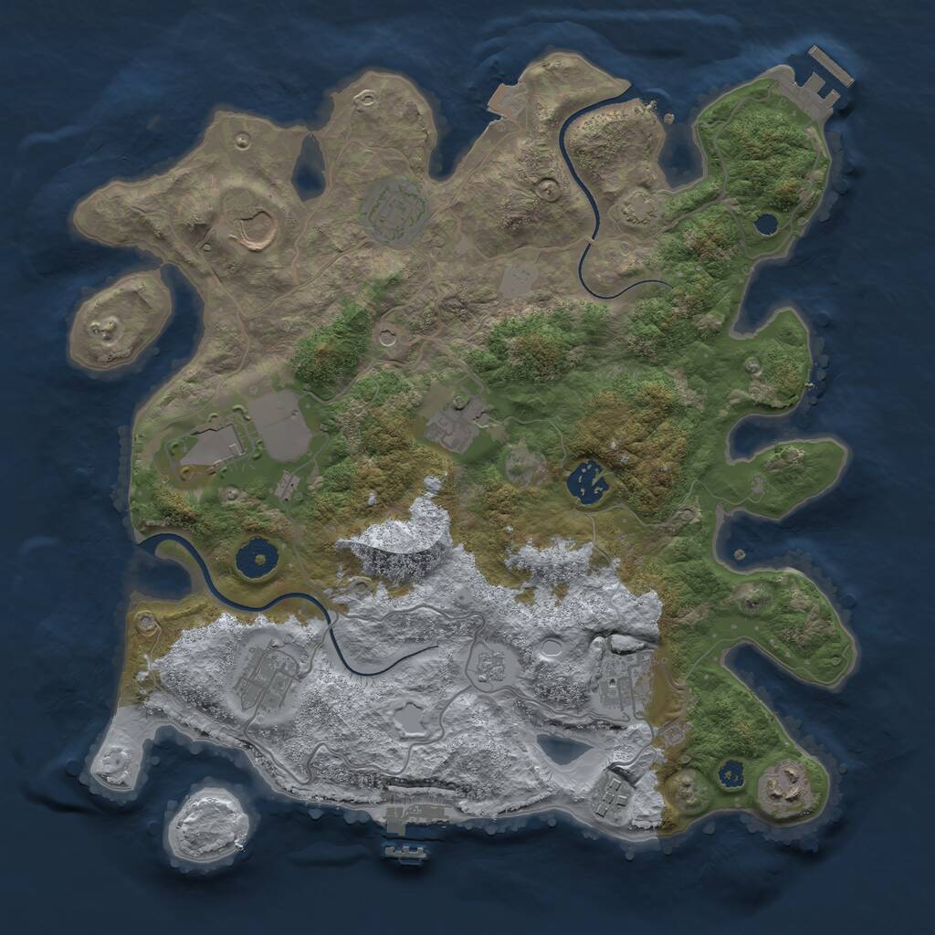 Rust Map: Procedural Map, Size: 3500, Seed: 61235622, 15 Monuments