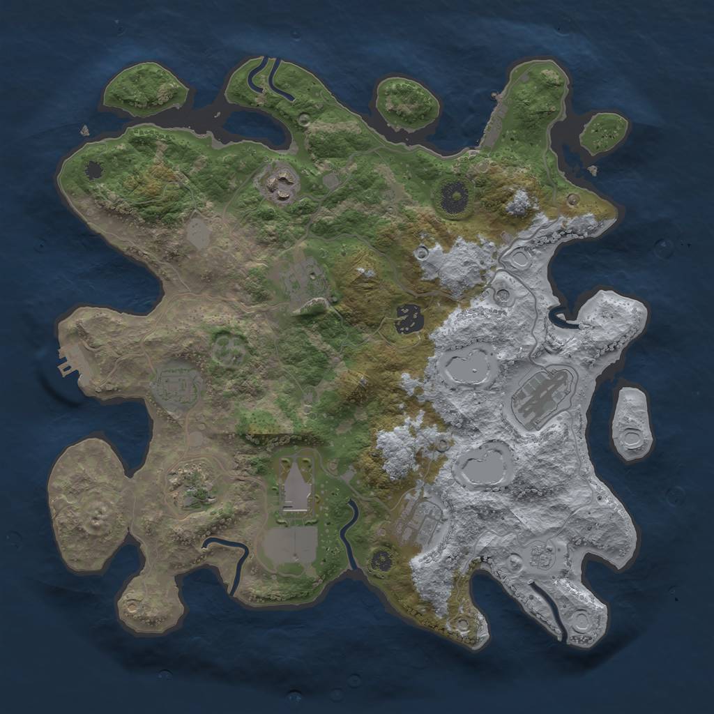 Rust Map: Procedural Map, Size: 3500, Seed: 76324825, 17 Monuments