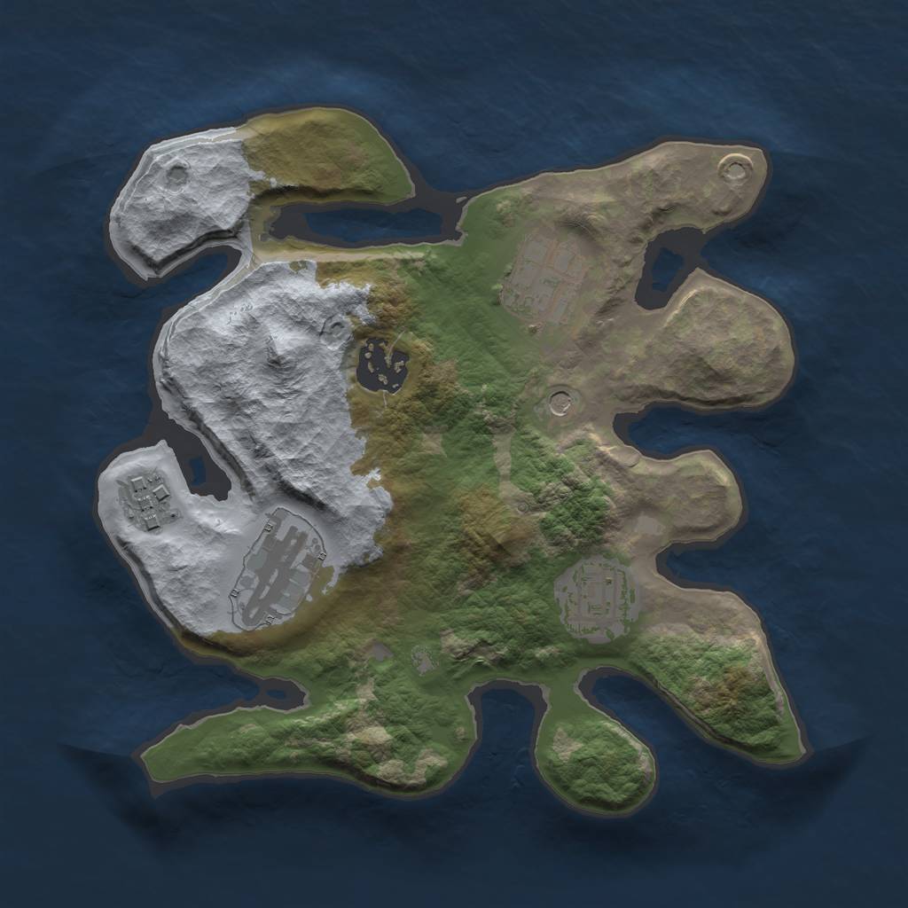 Rust Map: Barren, Size: 2500, Seed: 392057238, 8 Monuments