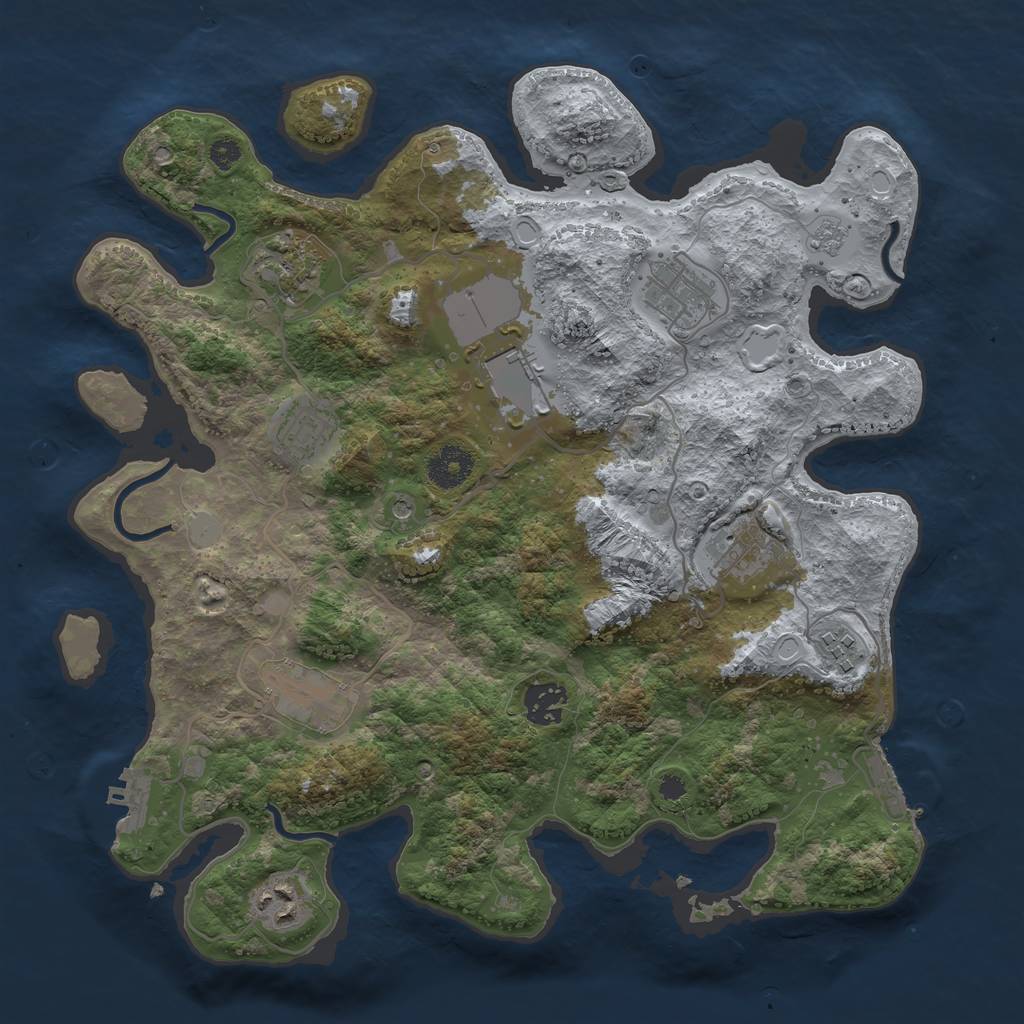 Rust Map: Procedural Map, Size: 3500, Seed: 41930864, 18 Monuments