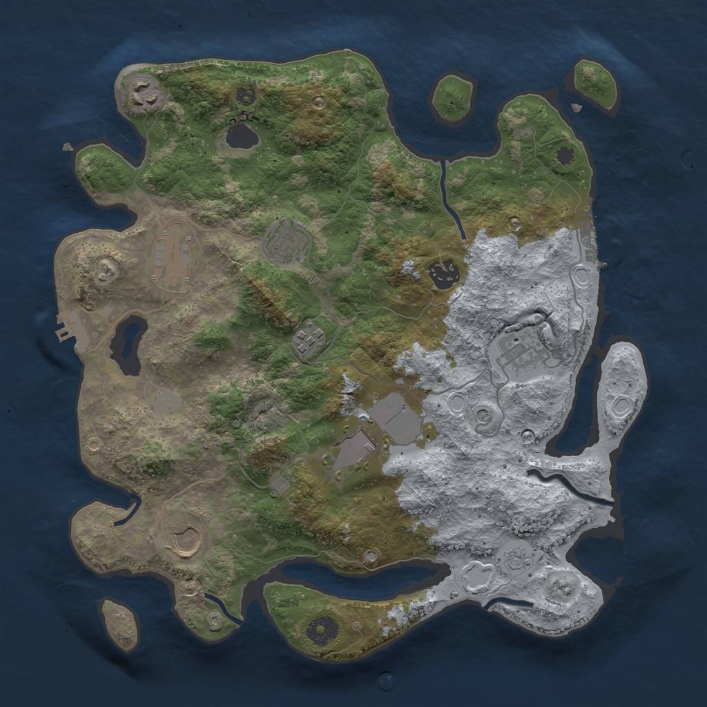 Rust Map: Procedural Map, Size: 3500, Seed: 35784726, 17 Monuments