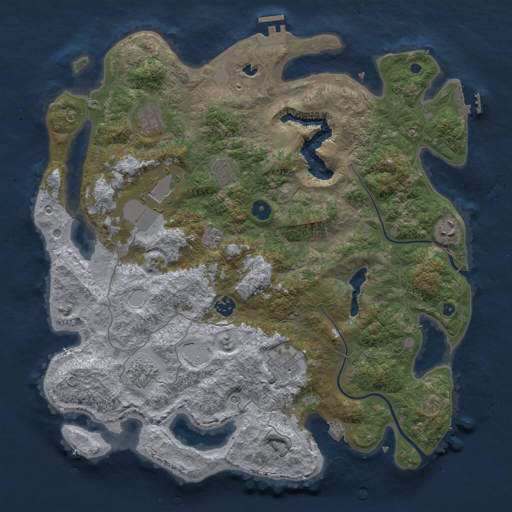 Rust Map: Procedural Map, Size: 4000, Seed: 347310649, 14 Monuments