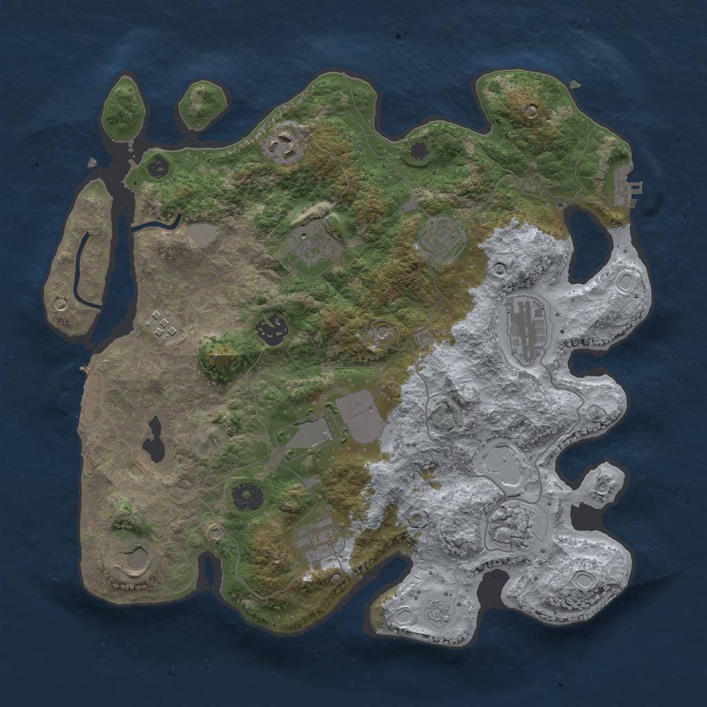 Rust Map: Procedural Map, Size: 3500, Seed: 1960988641, 19 Monuments