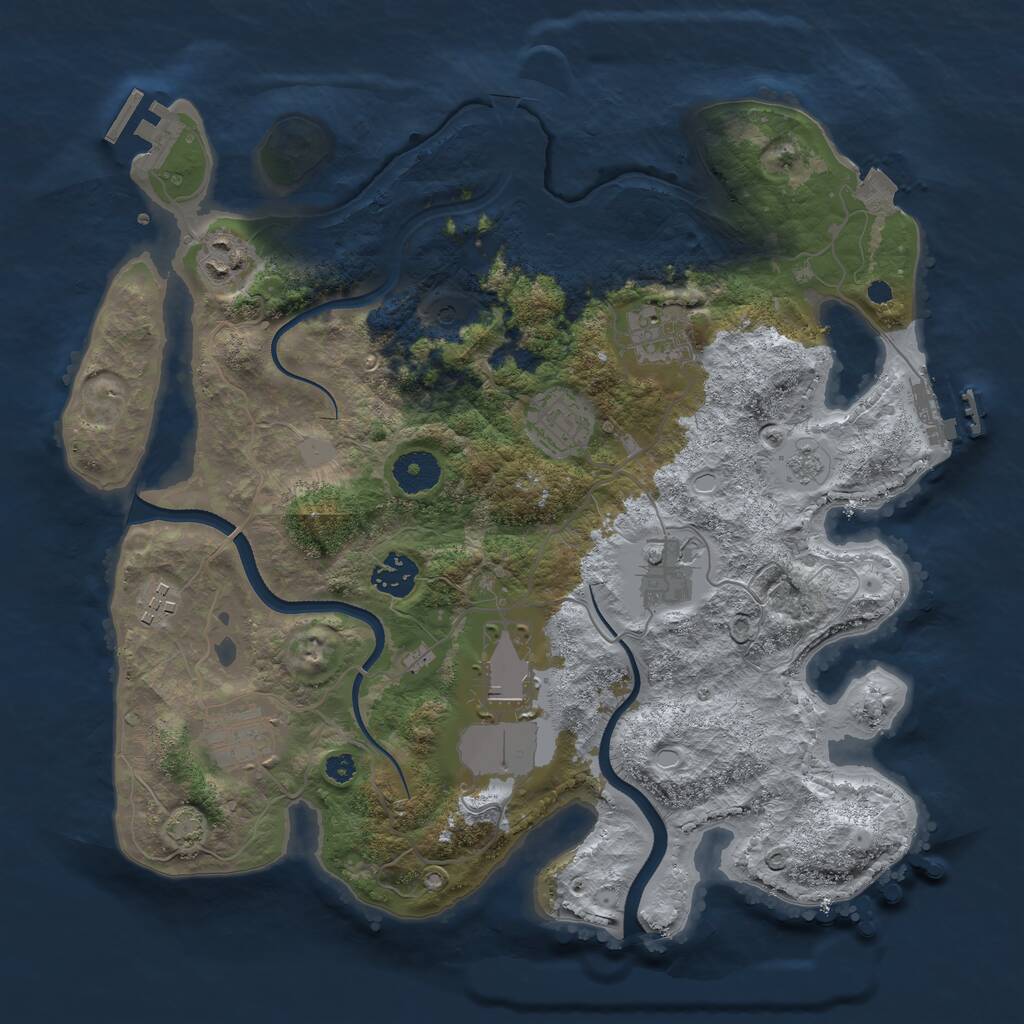 Rust Map: Procedural Map, Size: 3500, Seed: 1960988641, 14 Monuments