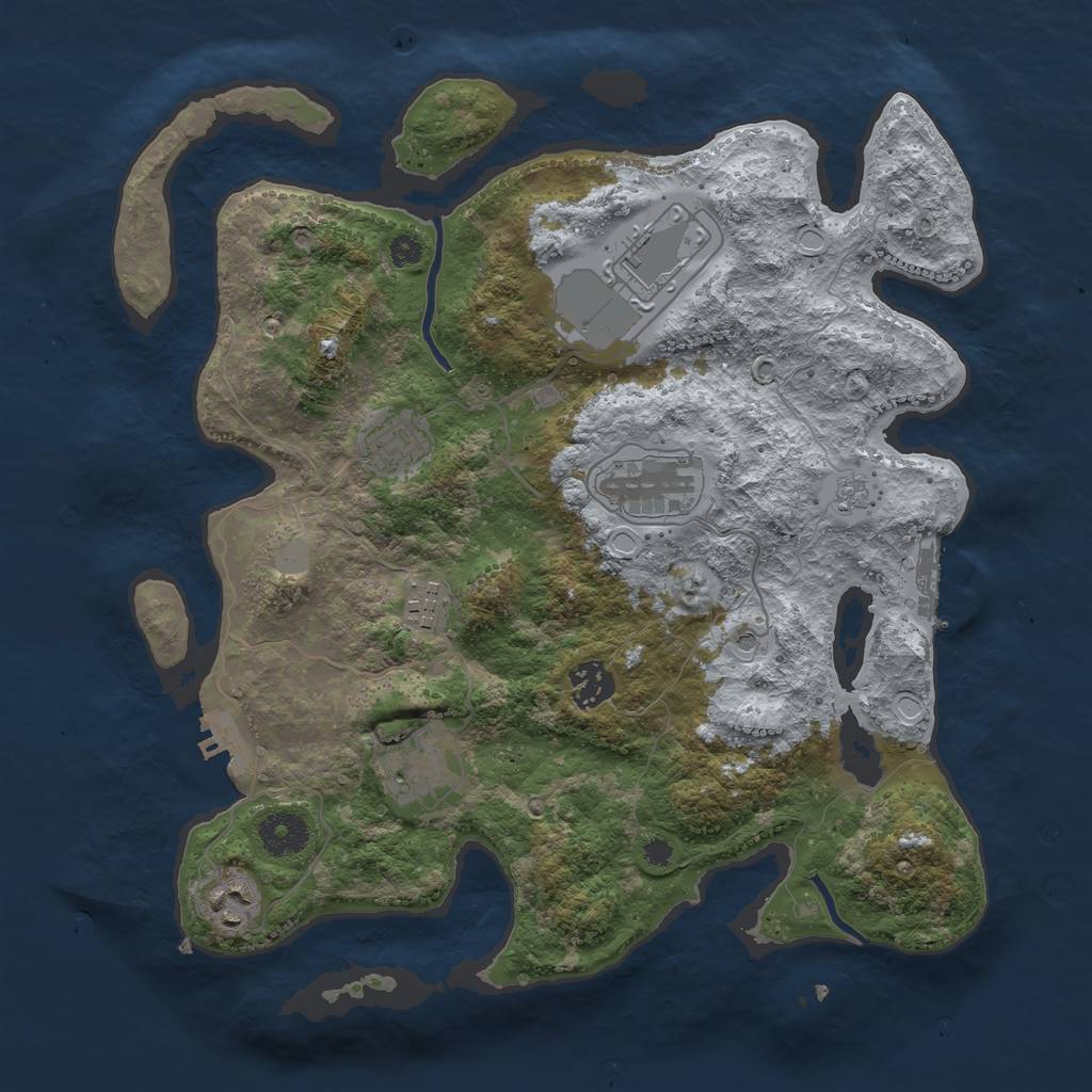Rust Map: Procedural Map, Size: 3500, Seed: 34711185, 16 Monuments