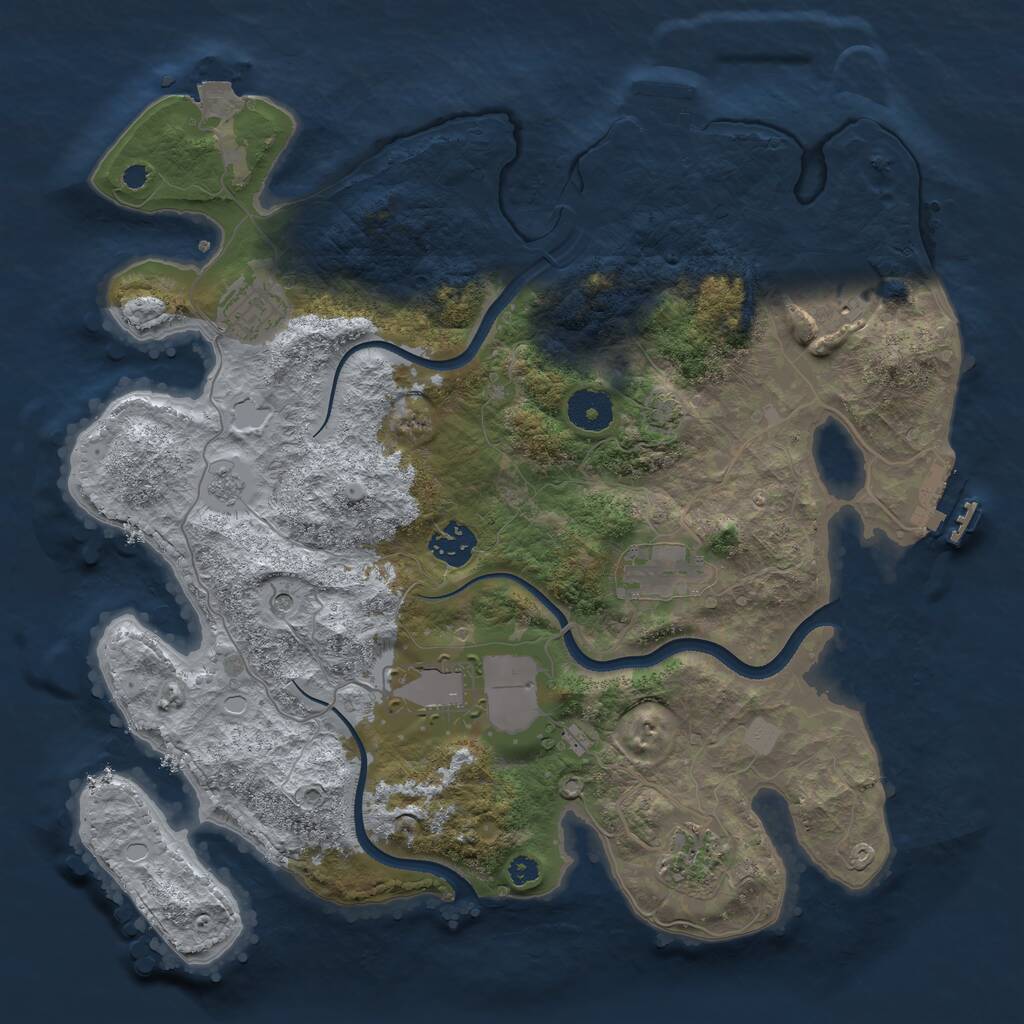 Rust Map: Procedural Map, Size: 3500, Seed: 51936761, 12 Monuments