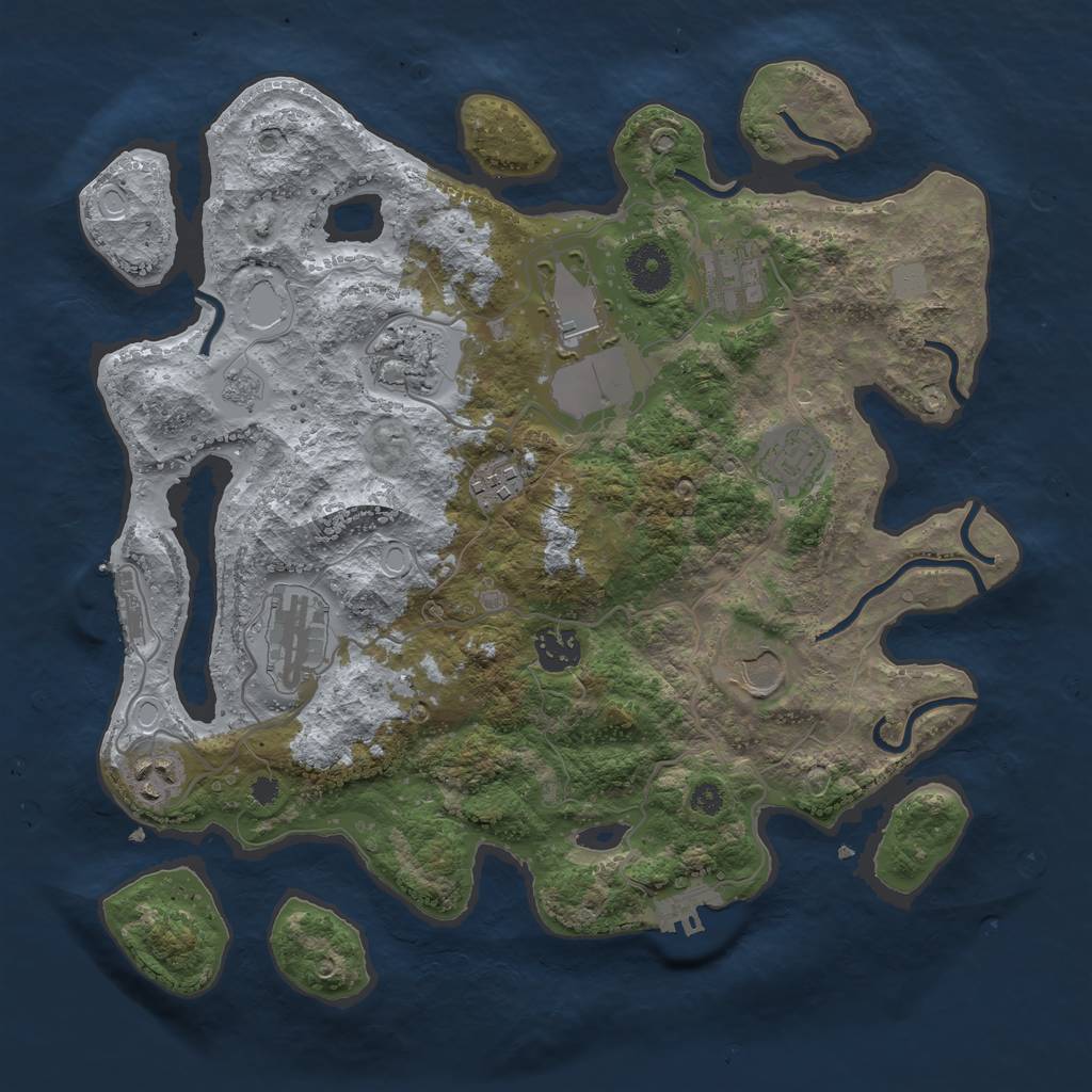 Rust Map: Procedural Map, Size: 3500, Seed: 53674339, 17 Monuments