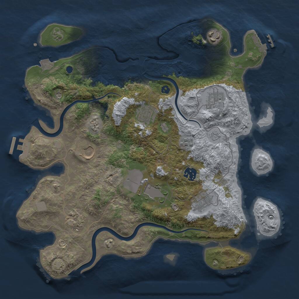 Rust Map: Procedural Map, Size: 3500, Seed: 4226506, 15 Monuments