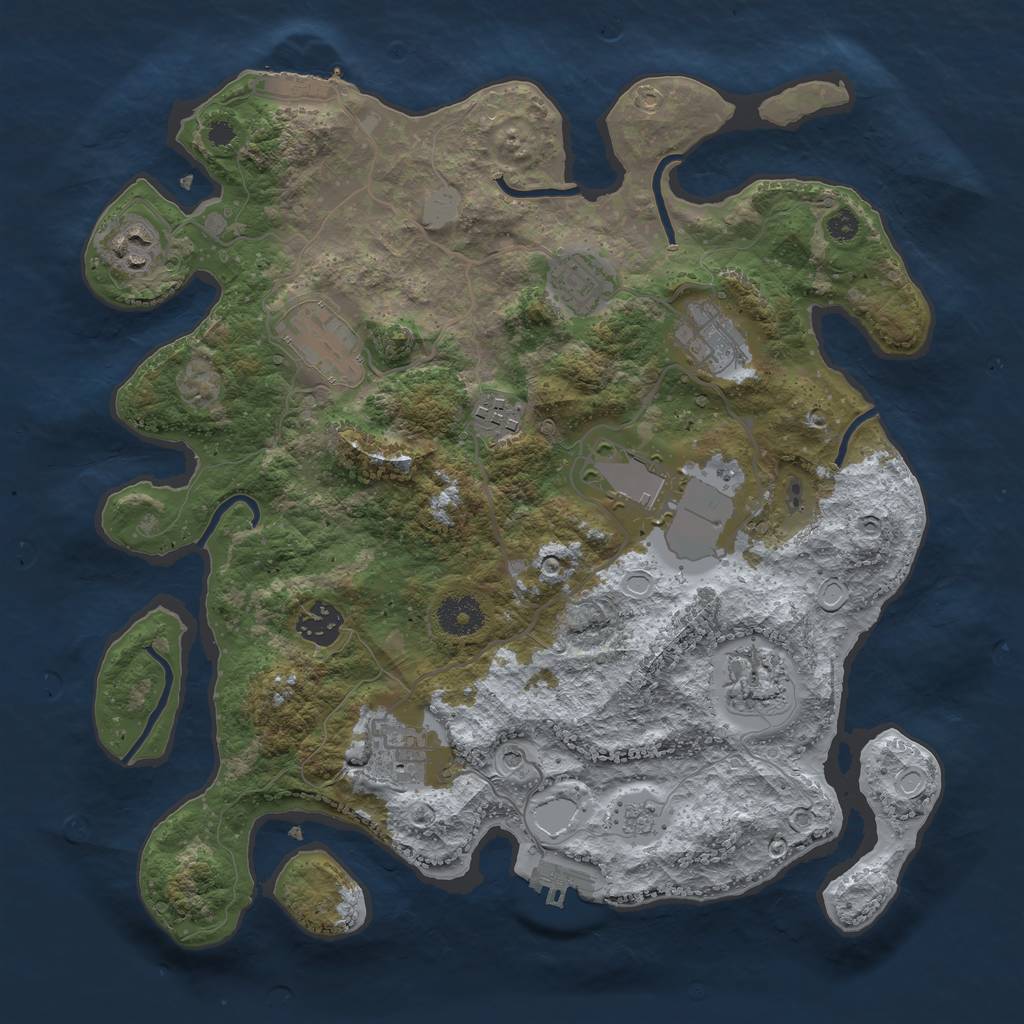 Rust Map: Procedural Map, Size: 3500, Seed: 1506886, 18 Monuments
