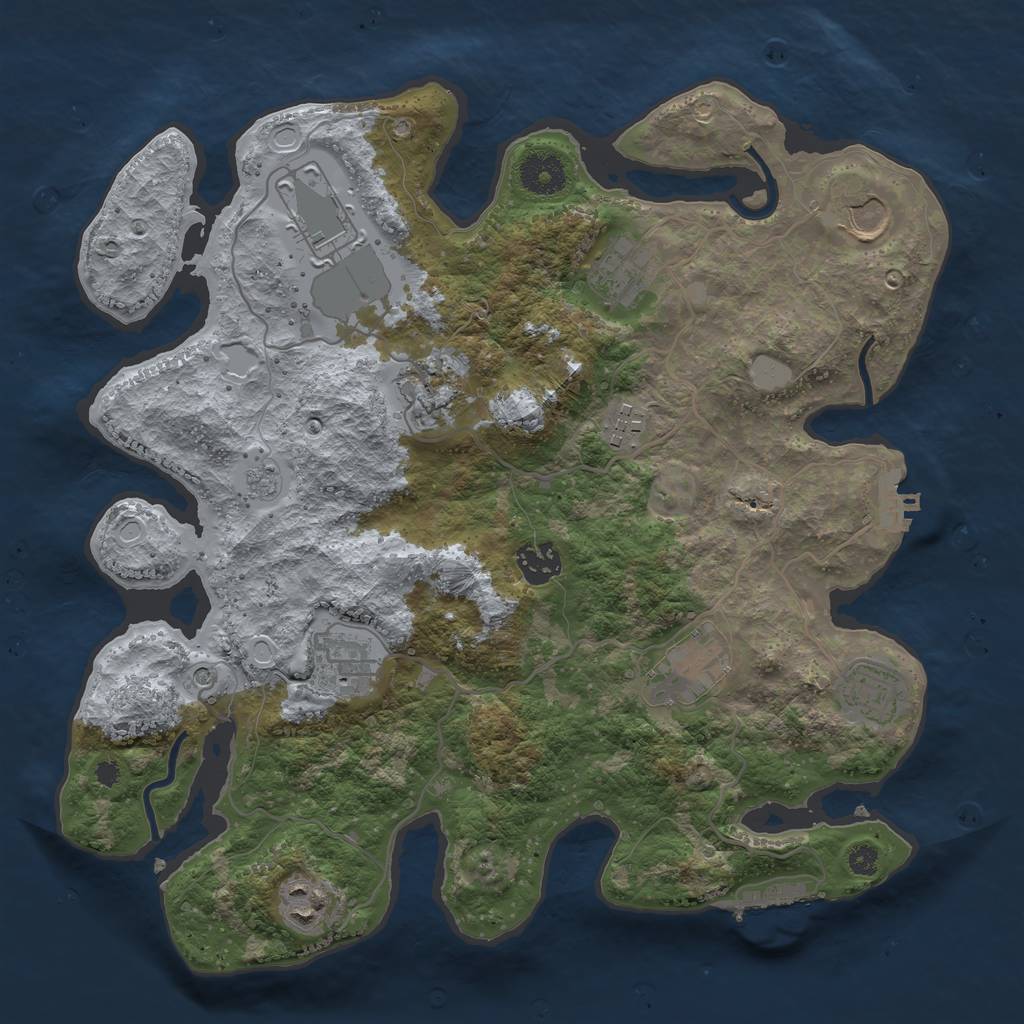 Rust Map: Procedural Map, Size: 3500, Seed: 303799809, 19 Monuments