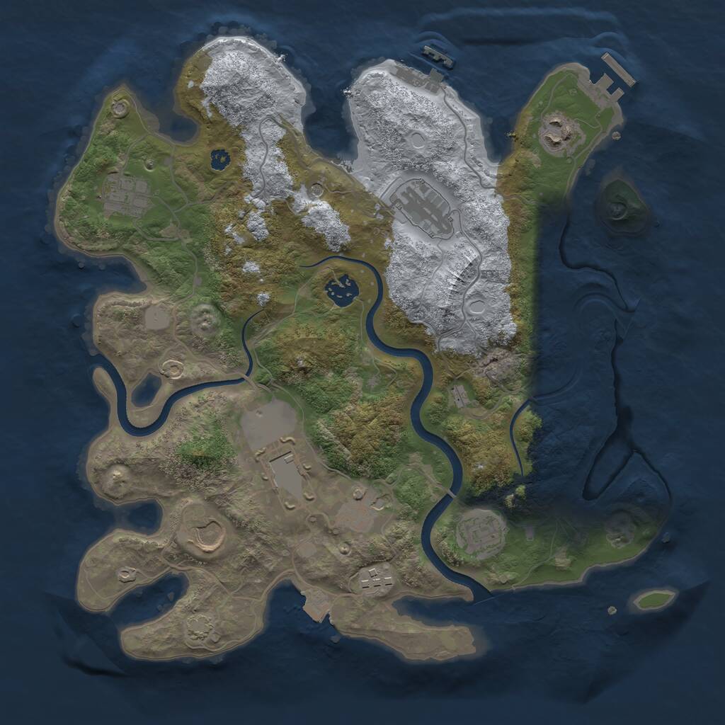 Rust Map: Procedural Map, Size: 3500, Seed: 55243880, 14 Monuments