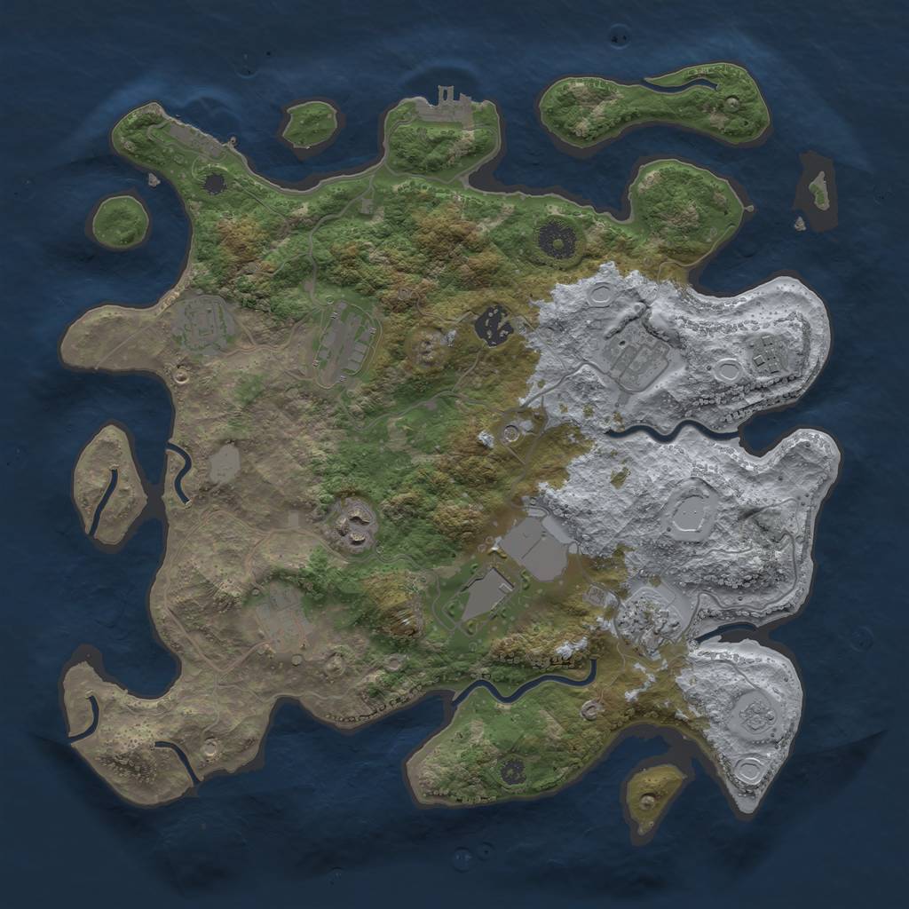 Rust Map: Procedural Map, Size: 3600, Seed: 1204403334, 16 Monuments