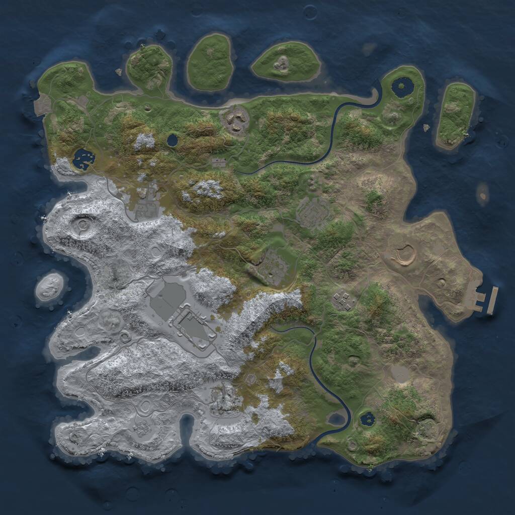 Rust Map: Procedural Map, Size: 3700, Seed: 497324795, 14 Monuments