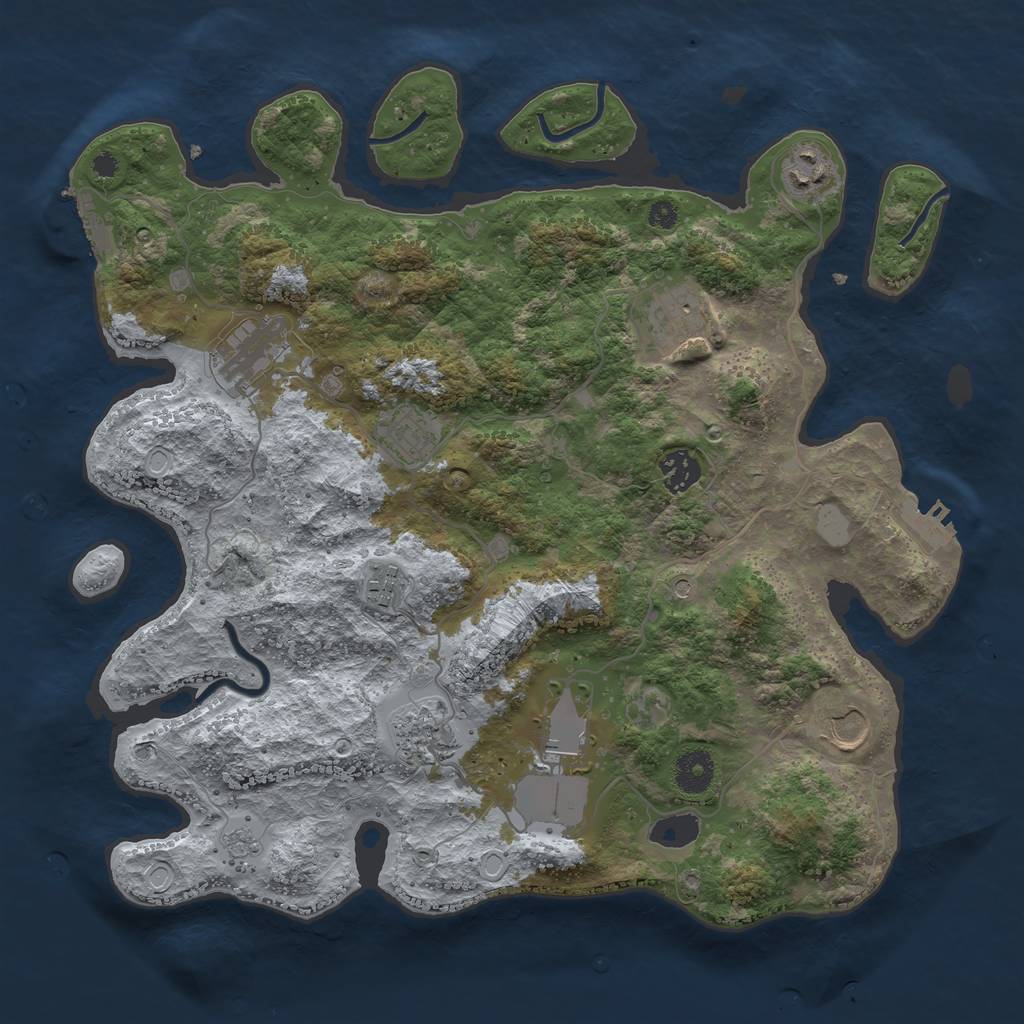 Rust Map: Procedural Map, Size: 3700, Seed: 497324795, 16 Monuments