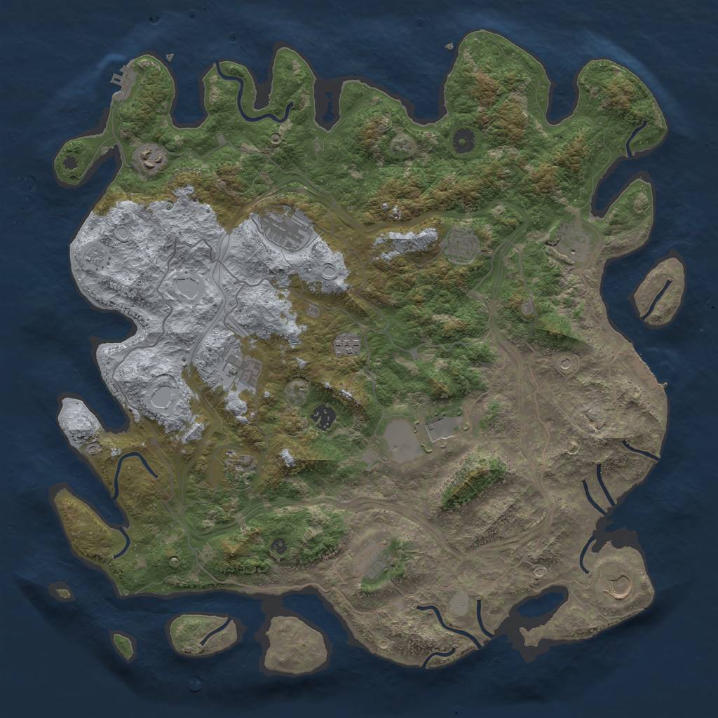 Rust Map: Procedural Map, Size: 4500, Seed: 1271159662, 20 Monuments