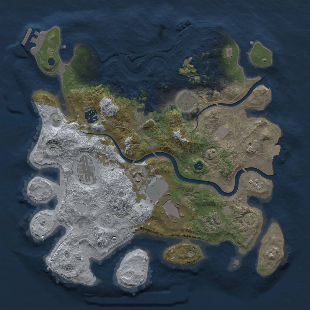Rust Map: Procedural Map, Size: 3500, Seed: 94143488, 14 Monuments