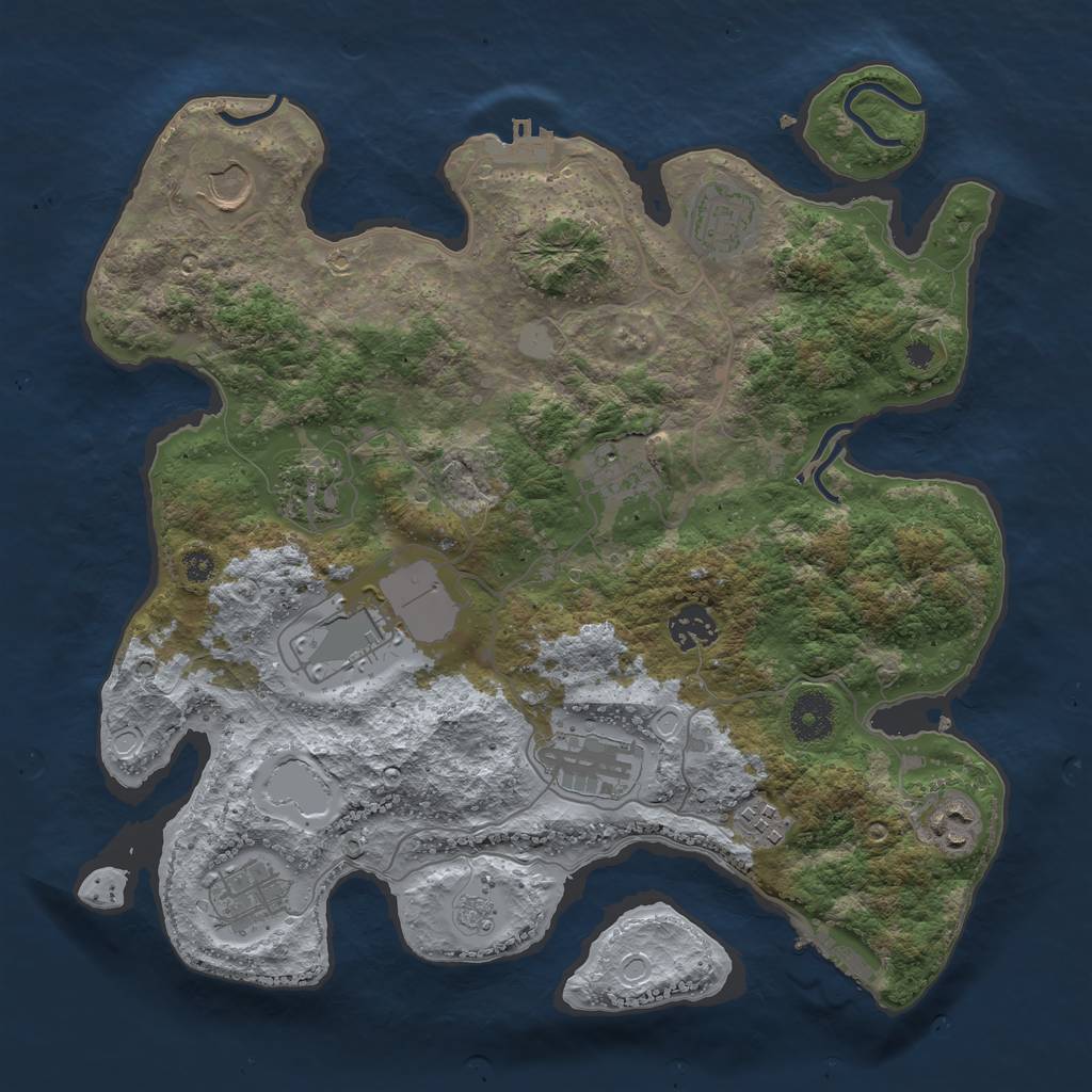 Rust Map: Procedural Map, Size: 3500, Seed: 94798297, 16 Monuments