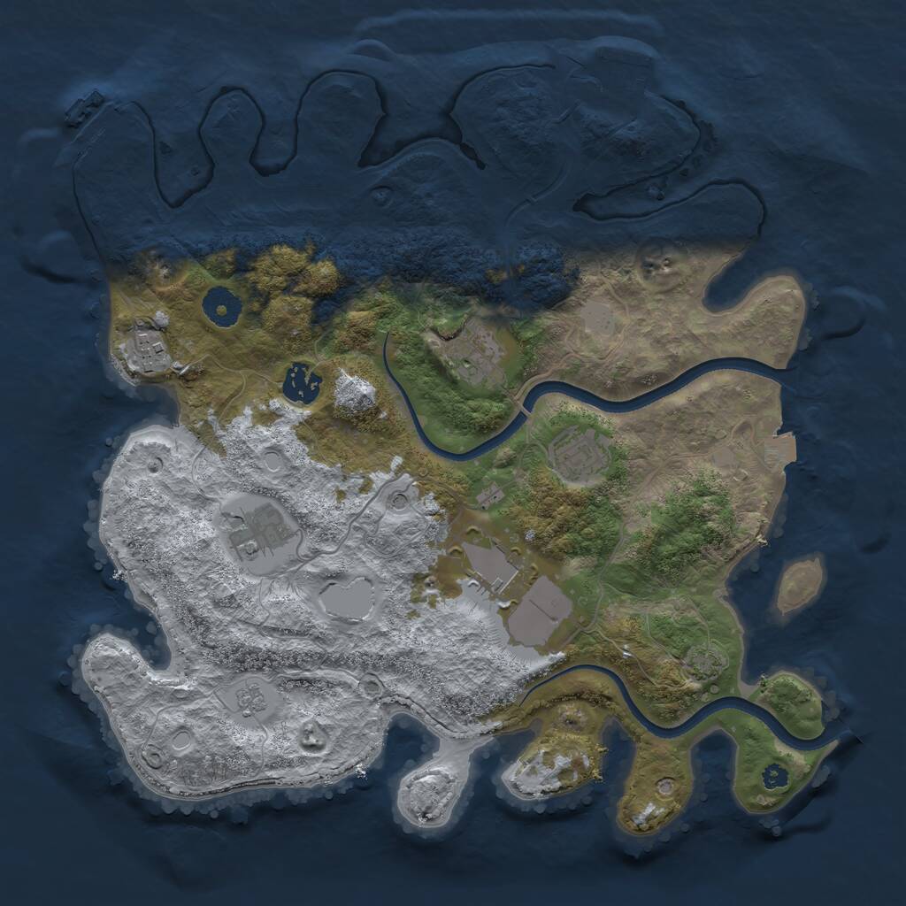 Rust Map: Procedural Map, Size: 3500, Seed: 58983505, 12 Monuments