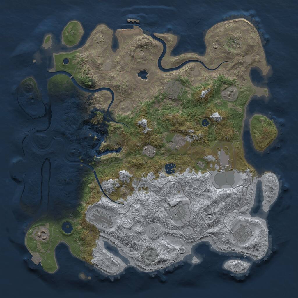 Rust Map: Procedural Map, Size: 4000, Seed: 28252, 16 Monuments