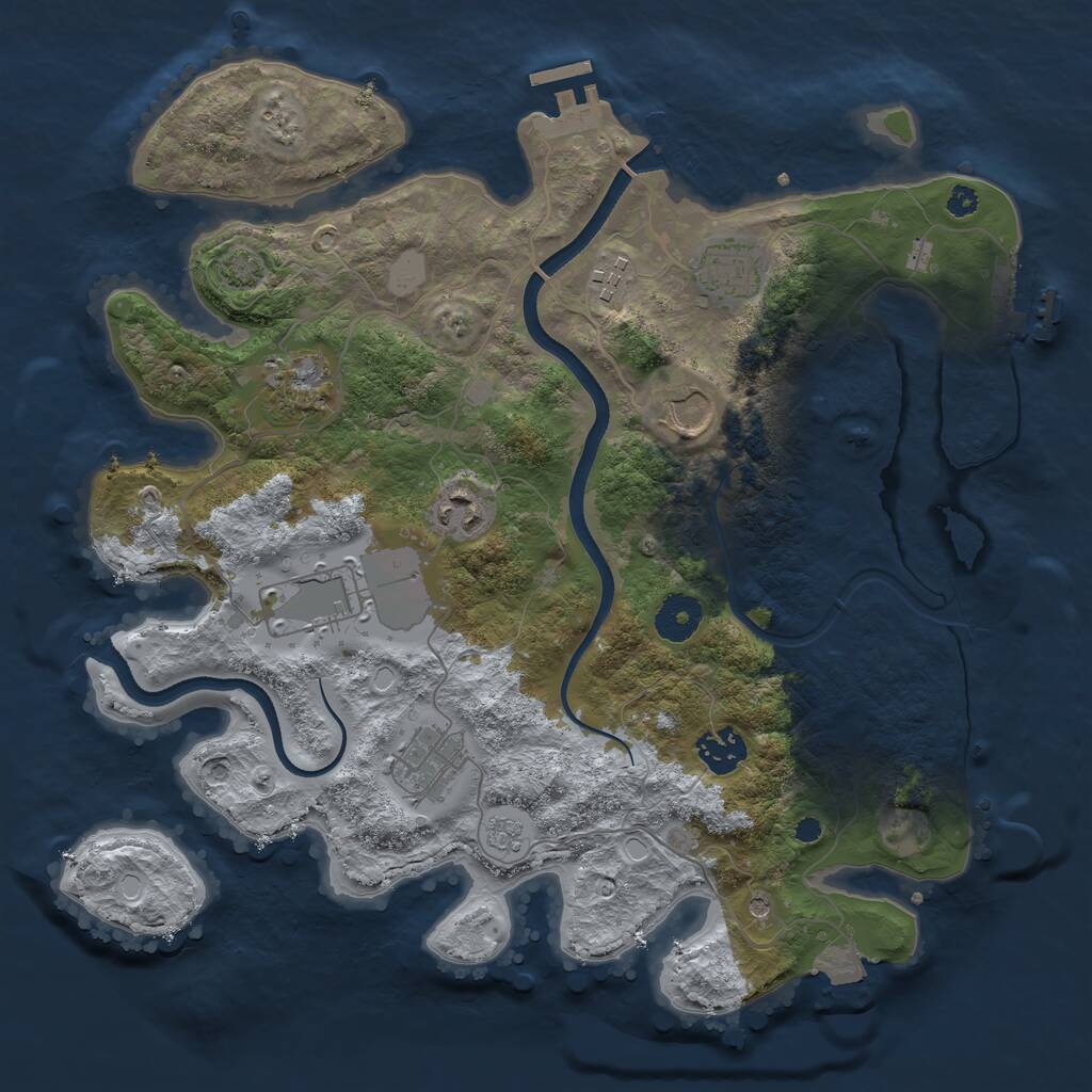 Rust Map: Procedural Map, Size: 3500, Seed: 1459780383, 14 Monuments