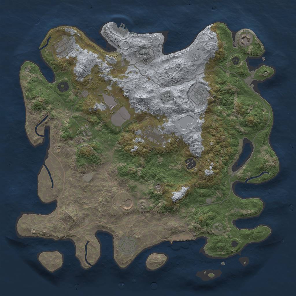 Rust Map: Procedural Map, Size: 4000, Seed: 73254789, 17 Monuments