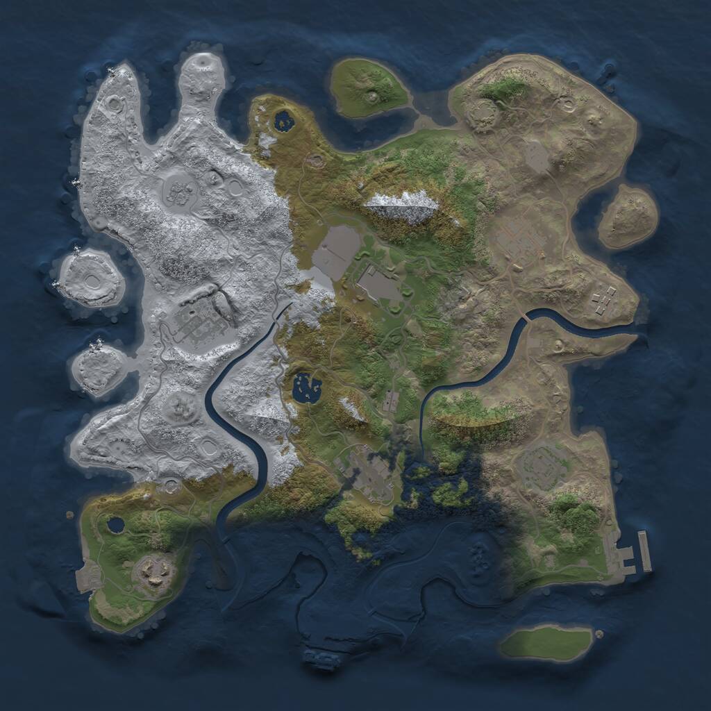 Rust Map: Procedural Map, Size: 3500, Seed: 2300884, 14 Monuments