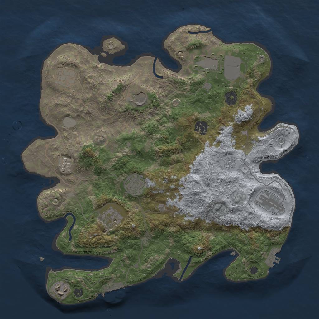 Rust Map: Procedural Map, Size: 3500, Seed: 754324, 16 Monuments