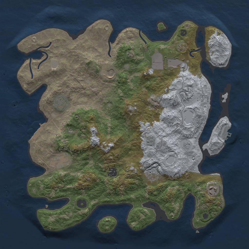Rust Map: Procedural Map, Size: 3900, Seed: 5457, 18 Monuments