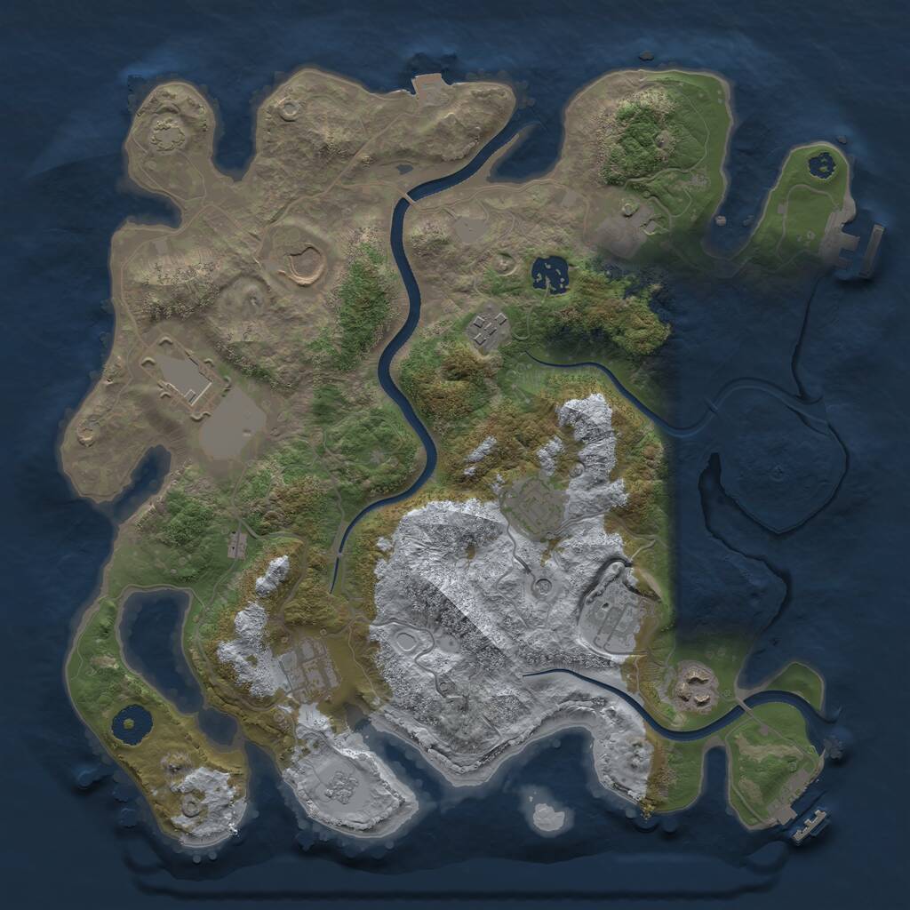 Rust Map: Procedural Map, Size: 3500, Seed: 1704959291, 15 Monuments