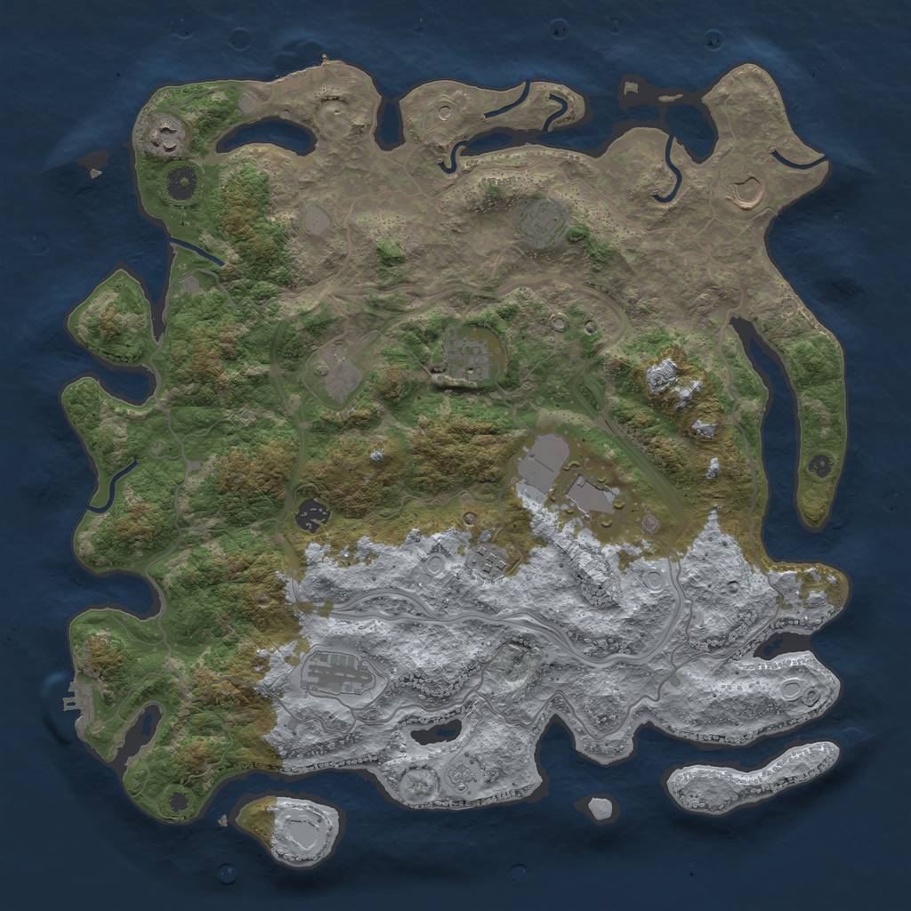 Rust Map: Procedural Map, Size: 4250, Seed: 229688528, 18 Monuments