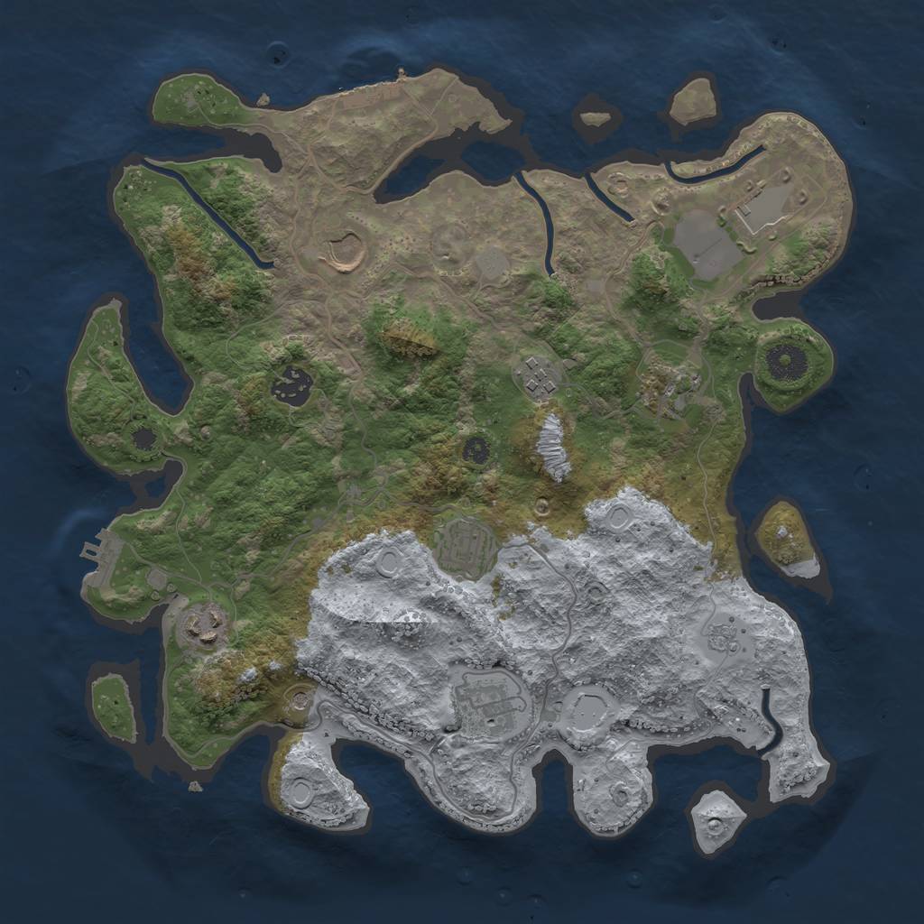 Rust Map: Procedural Map, Size: 3500, Seed: 1397130425, 17 Monuments