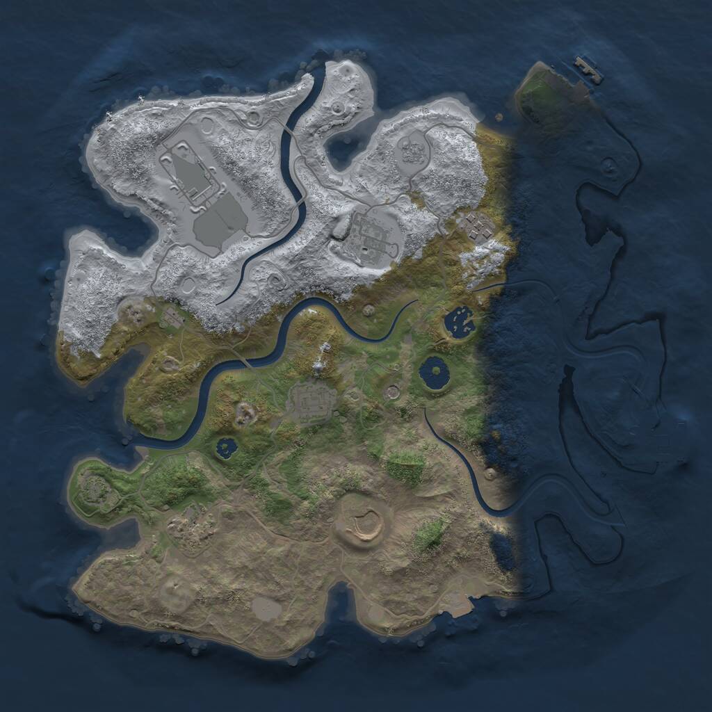 Rust Map: Procedural Map, Size: 3500, Seed: 2041843299, 13 Monuments