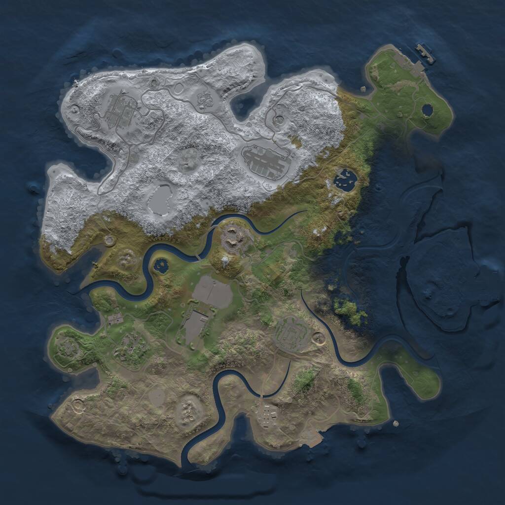Rust Map: Procedural Map, Size: 3500, Seed: 2041843299, 14 Monuments